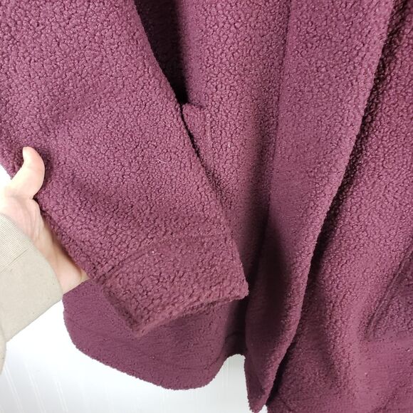 Women's Columbia NWT Purple Maroon Fleece Long Midi Button Up Jacket SZ 2XL - Picture 9 of 11